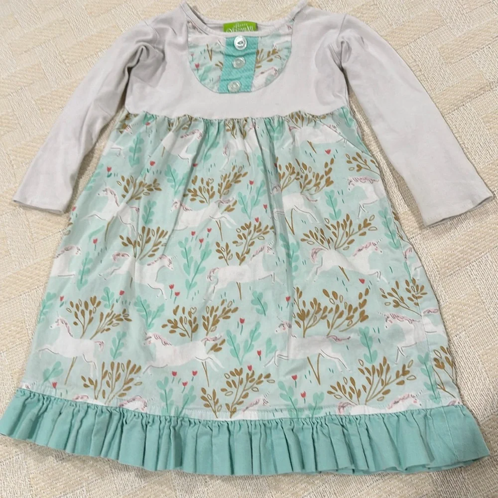CLASSIC WHIMSY Unicorn Print Dress Girls Size 3T whimsical floral unicor…